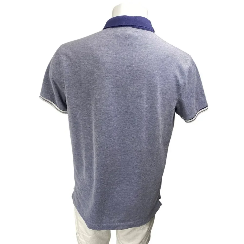 Banana Republic Men's Blue Short Sleeve Core Temp Knit Polo Shirt Top Size L
